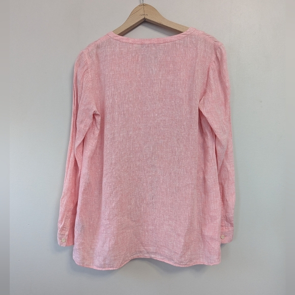 Lafayette 148 Linen Button Peasant Top - Picture 2 of 14